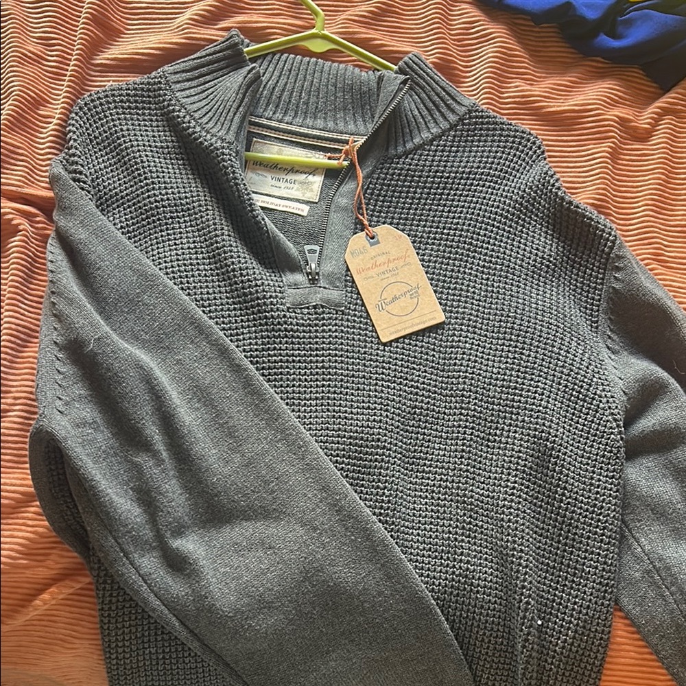 Weatherproof Gray Zip Up Sweater Cozy Knit